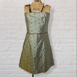 Molly B Green 100% Silk PolkaDot Strapless Empire Waist Sz14, but fits like a 10